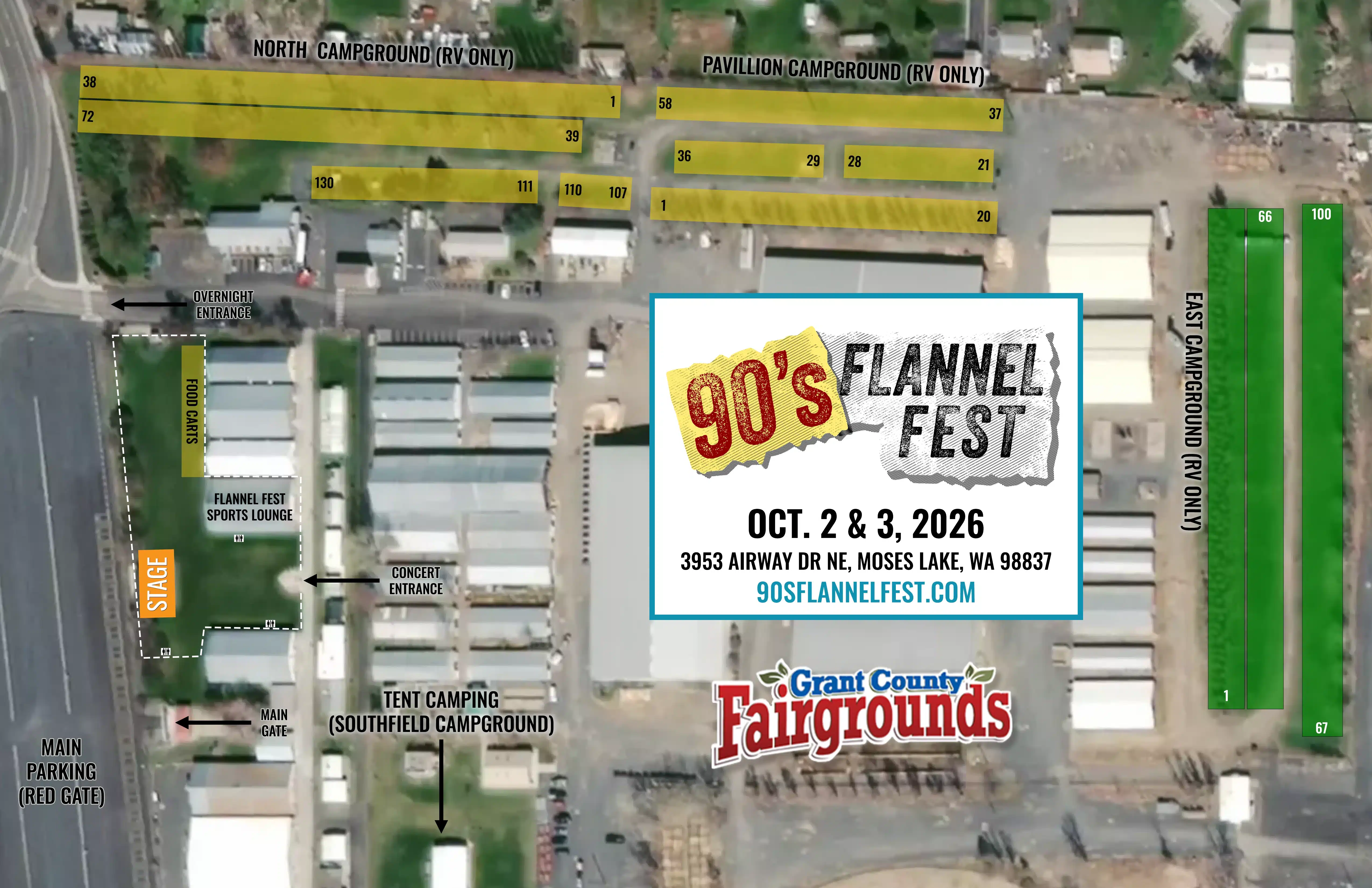90sFF Map 2026 90s flannel fest at moses lake event map